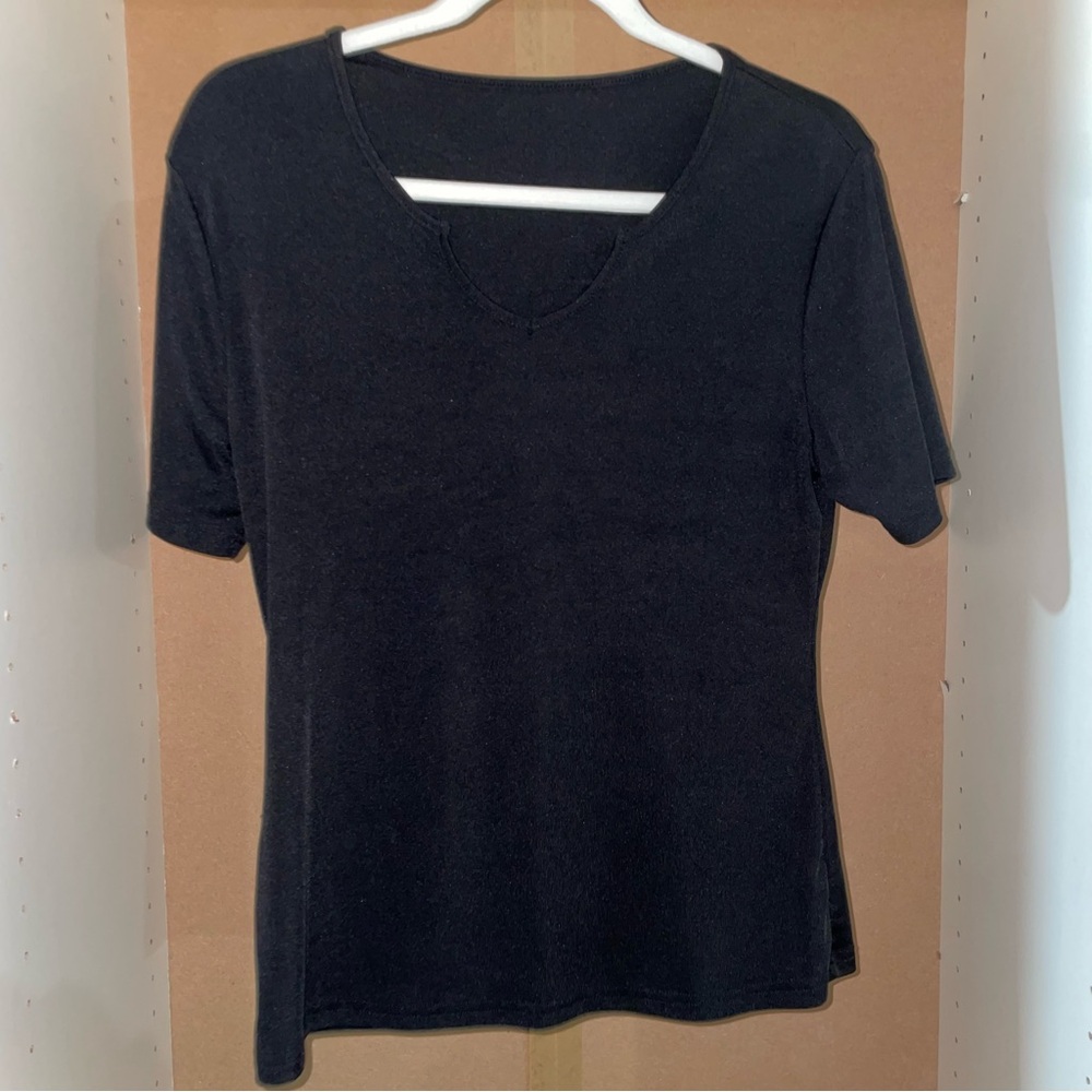 Black Notch Neck Relaxed Fit T-Shirt